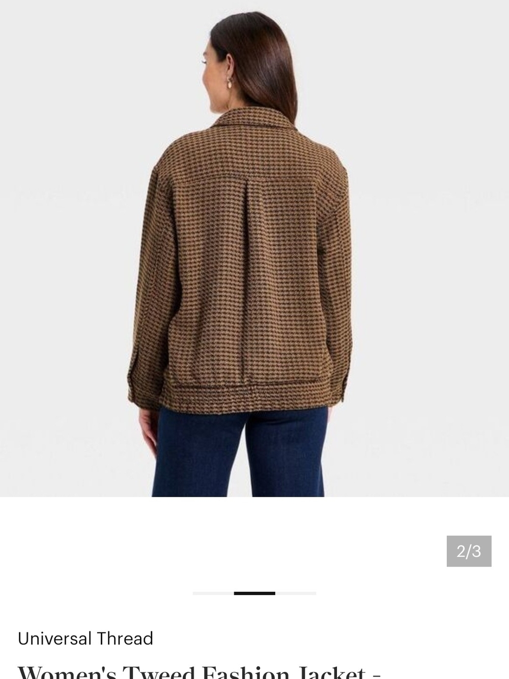 Universal Thread Brown Houndstooth Bomber Jacket - Picture 5 of 9